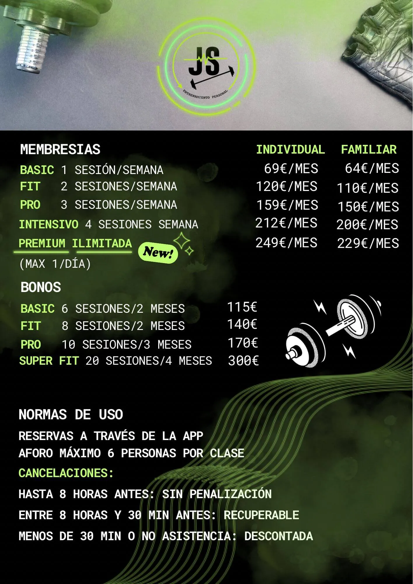 tarifas js entrenador personal